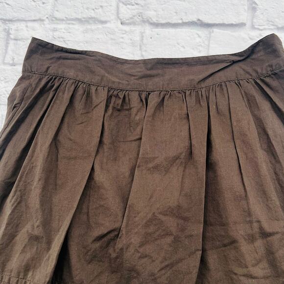 ANN TAYLOR LOFT Women's Eyelet Lace Trim Mini Skirt‎ 4 Petite Brown  Pleated - Picture 2 of 9